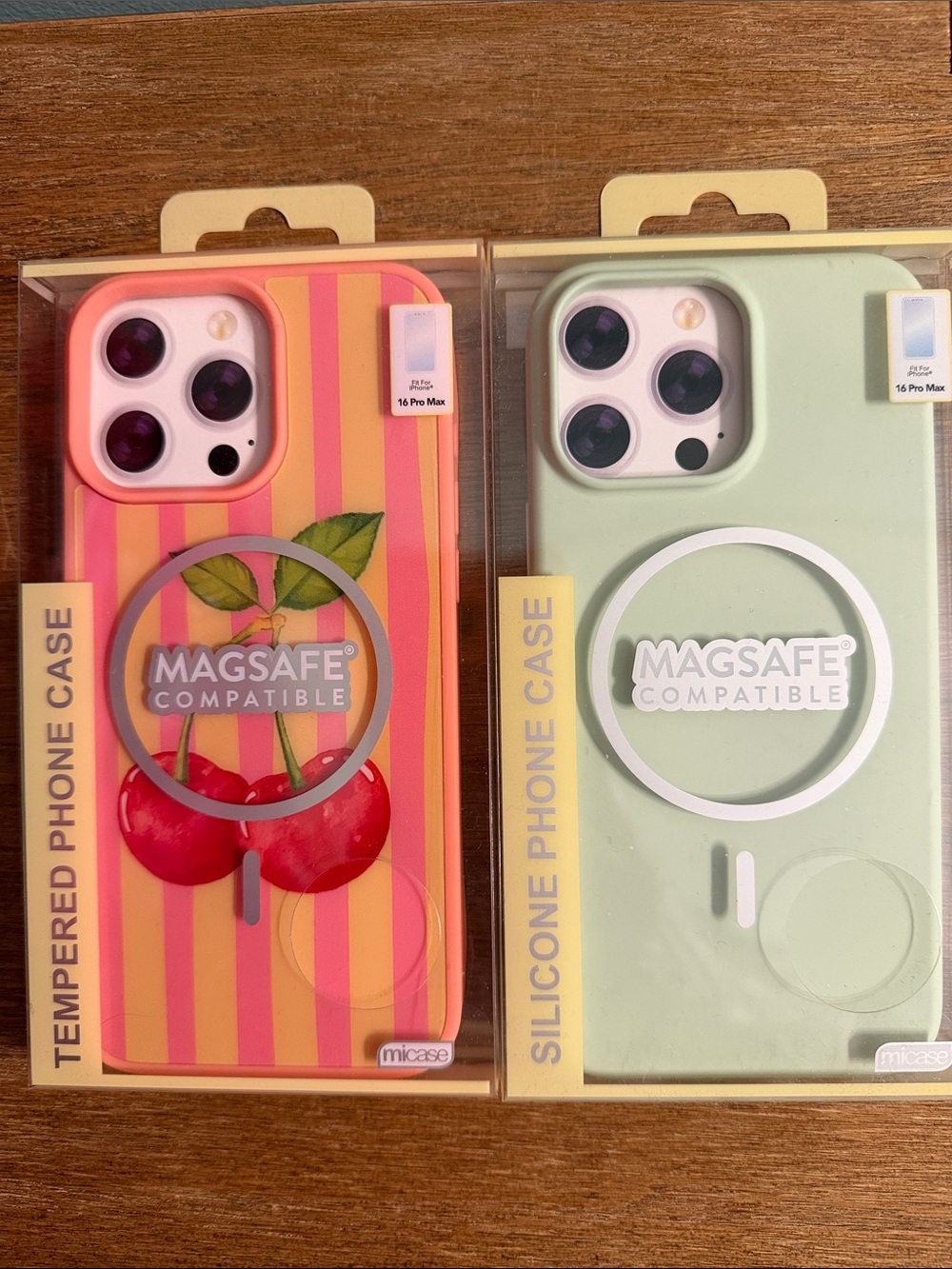 Magsafe Compatible IPhone 16 Pro Max Case Duo - Pink Cherry & Sage Green
